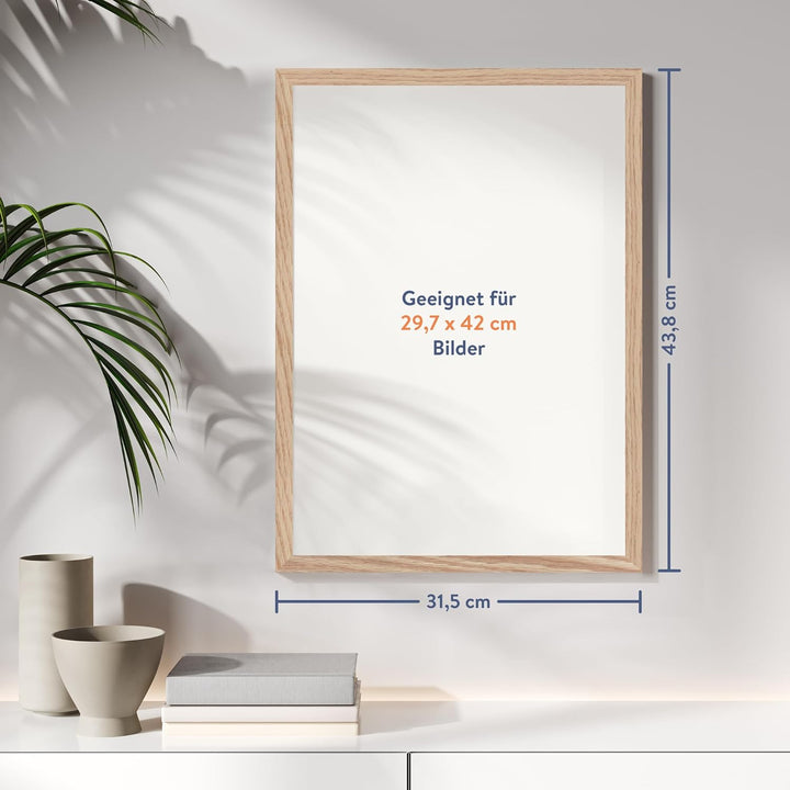 WANDStyle Bilderrahmen Modern 30x42cm DIN A3 I Farbe: Eiche-Optik I Fotorahmen I klassischer Holzbil