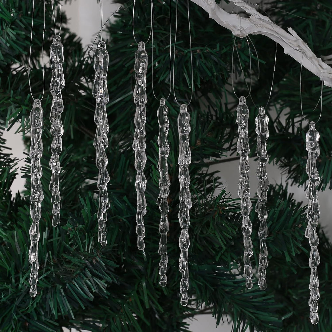 DAHI Christbaumschmuck 50 Stücke eiszapfen Anhänger - Acryl eiszapfen deko weihnachtenbaum Anhänger