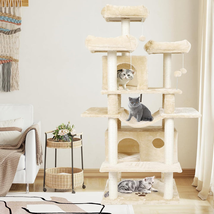 MSmask Kratzbaum gross XXL, 175cm Katzenbaum Katzen stabil mit 3 grosser Aussichtsplattform, Sisal-K
