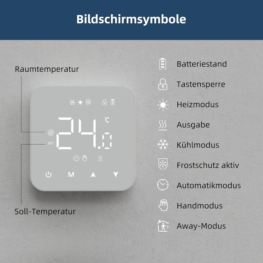 Beok Thermostat Heizung Digital, Programmierbarer Raumthermostat für Steuerung des Gaskessel und Was