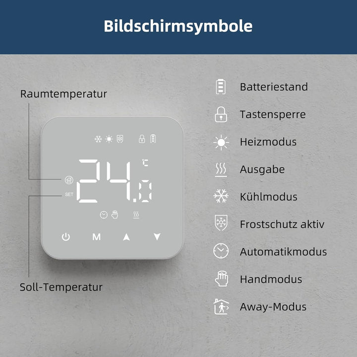 Beok Thermostat Heizung Digital, Programmierbarer Raumthermostat für Steuerung des Gaskessel und Was