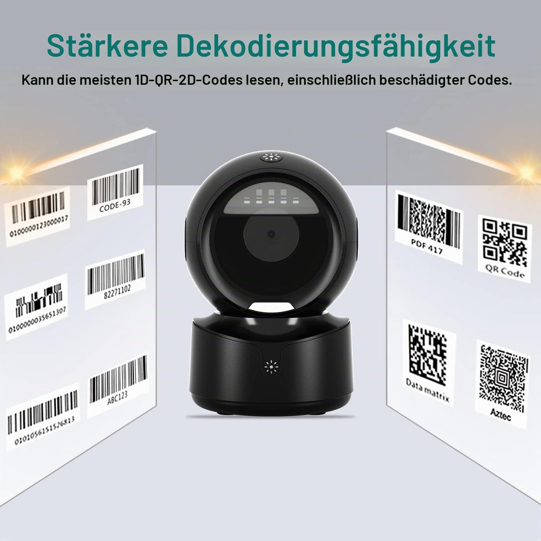 NetumScan omnidirektionaler Desktop Barcode Scanner, freihändiger kabelgebundener USB-QR-Barcode-Les