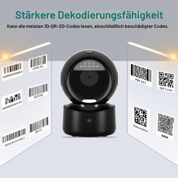 NetumScan omnidirektionaler Desktop Barcode Scanner, freihändiger kabelgebundener USB-QR-Barcode-Les