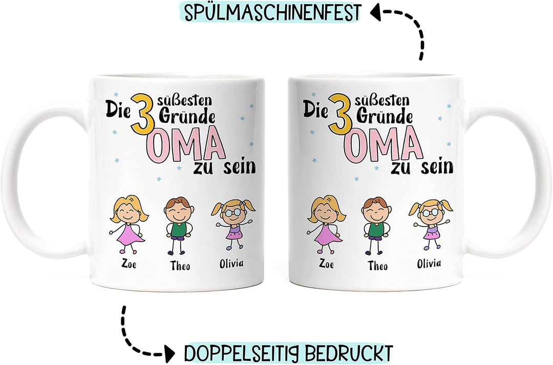 Kiddle-Design Oma Tasse Geburtstag Personalisiert für Oma Enkel Enkelin Baby Geschenk Kinder Oma Ges