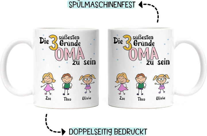 Kiddle-Design Oma Tasse Geburtstag Personalisiert für Oma Enkel Enkelin Baby Geschenk Kinder Oma Ges