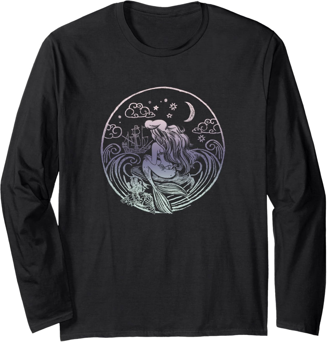 Disney Little Mermaid Ariel Sketch Portrait Langarmshirt