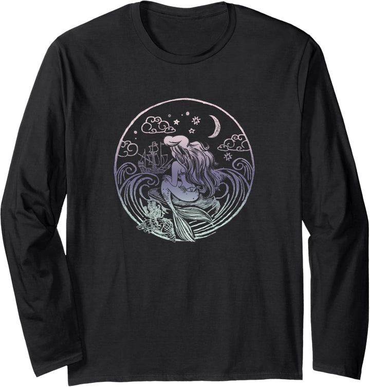 Disney Little Mermaid Ariel Sketch Portrait Langarmshirt