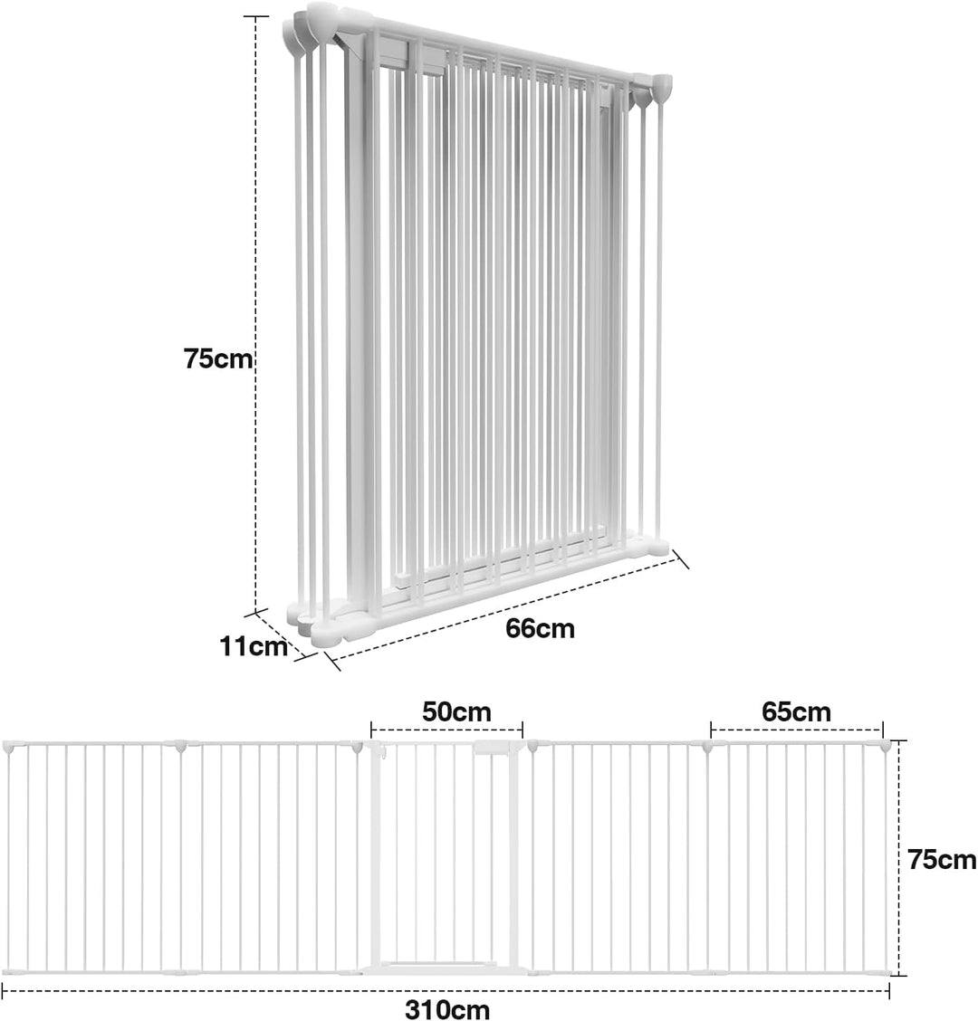 Tubiaz Kaminschutzgitter mit Tür 310cm, Metall Ofenschutzgitter, Kinderschutzgitter 5-Elementen (75x