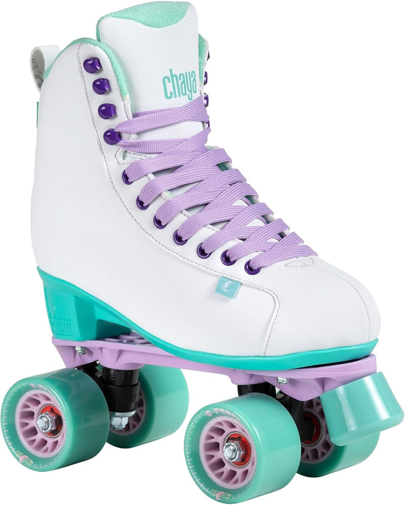 Chaya Roller Skates Melrose White für Damen in Weiss/Grün, 61mm/78A Rollen, ABEC 7 Kugellager, Art.