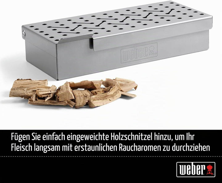 Weber Räucherbox (24 x 12 x 5cm), aus langlebigen Edelstahl, mit Lüftungschlitzen, einfaches befülle
