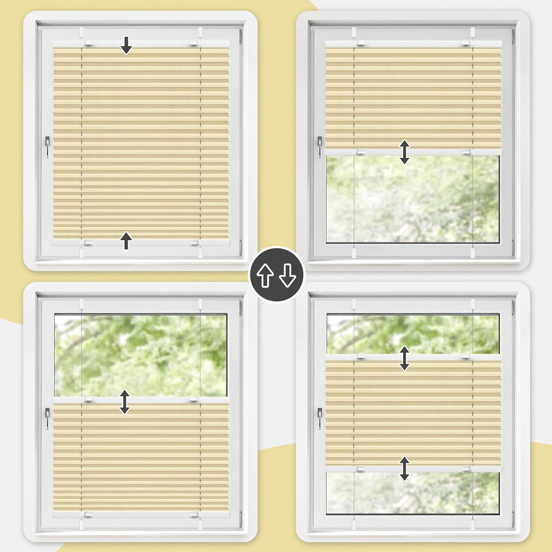 Victoria M. Easyfix Plissee Faltrollo ohne Bohren Plisseeanlage Klemmfix mit Klemmträger für Fenster
