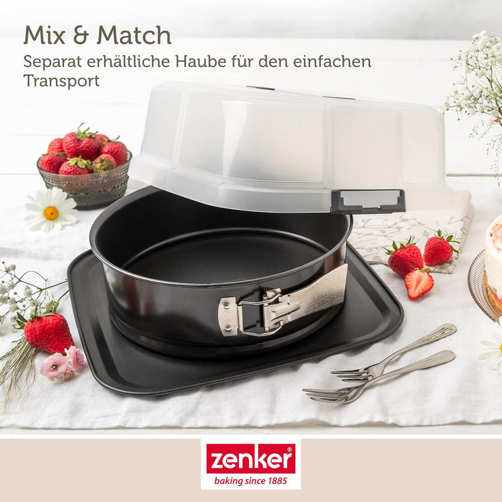 Zenker Bake, Click & Go 24er Springform – ⌀ 24 x 8 cm – Backform mit separat erhältlichem Deckel für