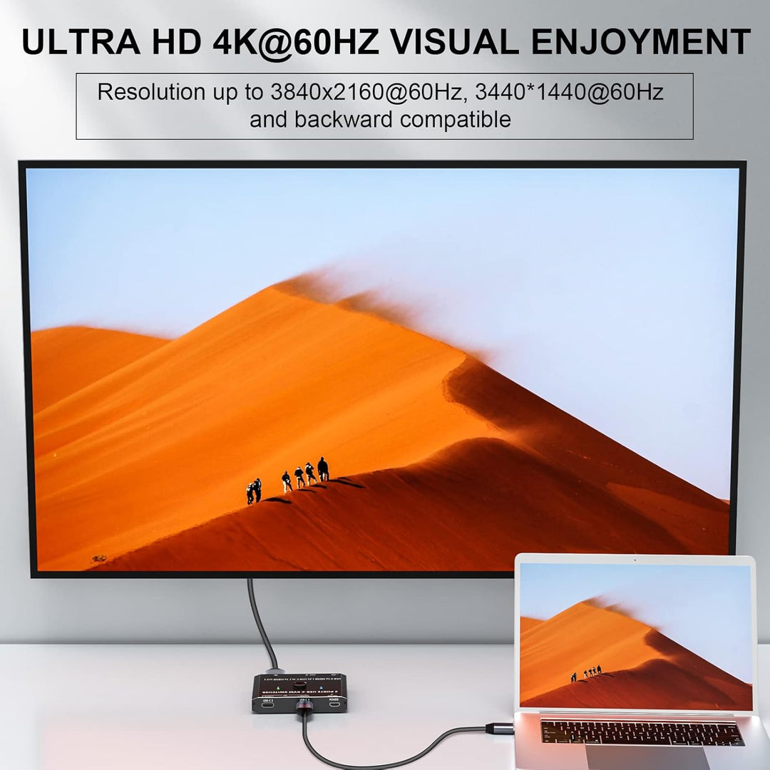 Camgeet USB C KVM Switch 2 PC 1 Monitor 4K@60Hz, Typ C KVM Switches für 2 Laptops share 1 Monitor un