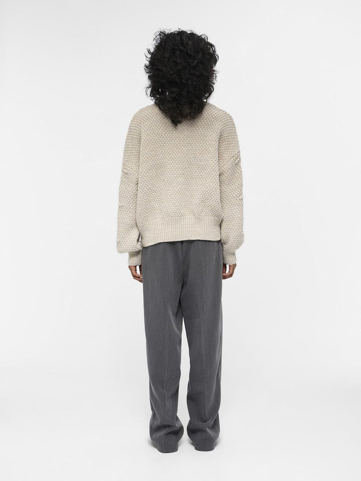 Object Damen Objkamma Cable Knit Pullover Noos Strickpullover L Silver Gray, L Silver Gray