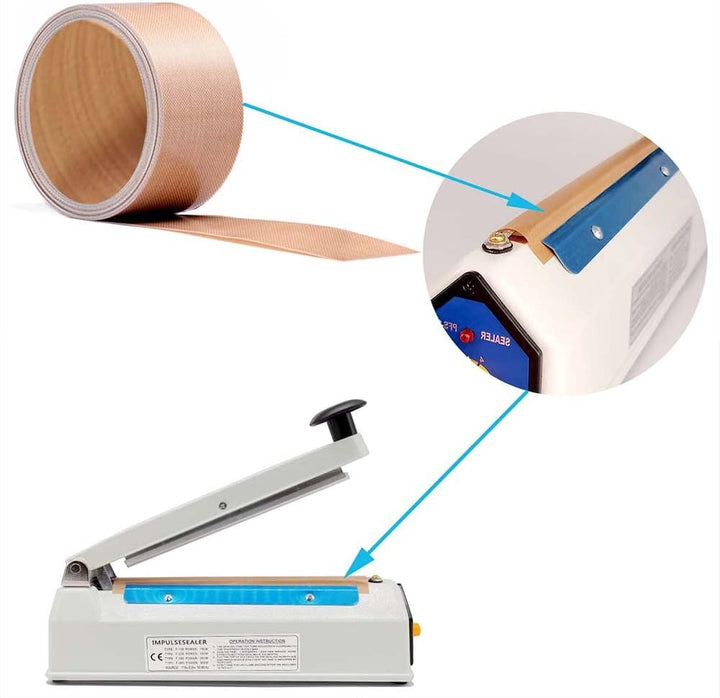 Heisssiegelgerät Folienschweissgerät Ersatzteile, PTFE Teflon Hitzebeständiger Stoffstreifen für die