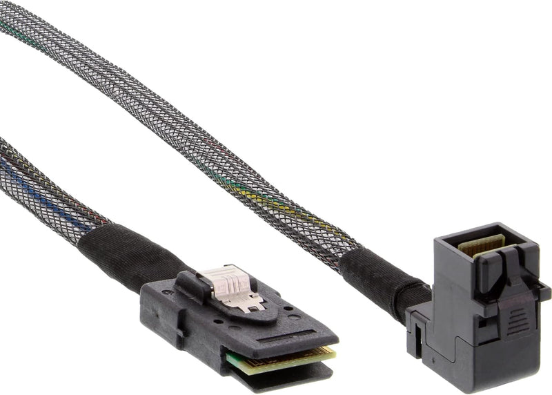 InLine 27629B Mini-SAS HD Kabel, SFF-8643 gewinkelt zu SFF-8087, mit Sideband, 1m