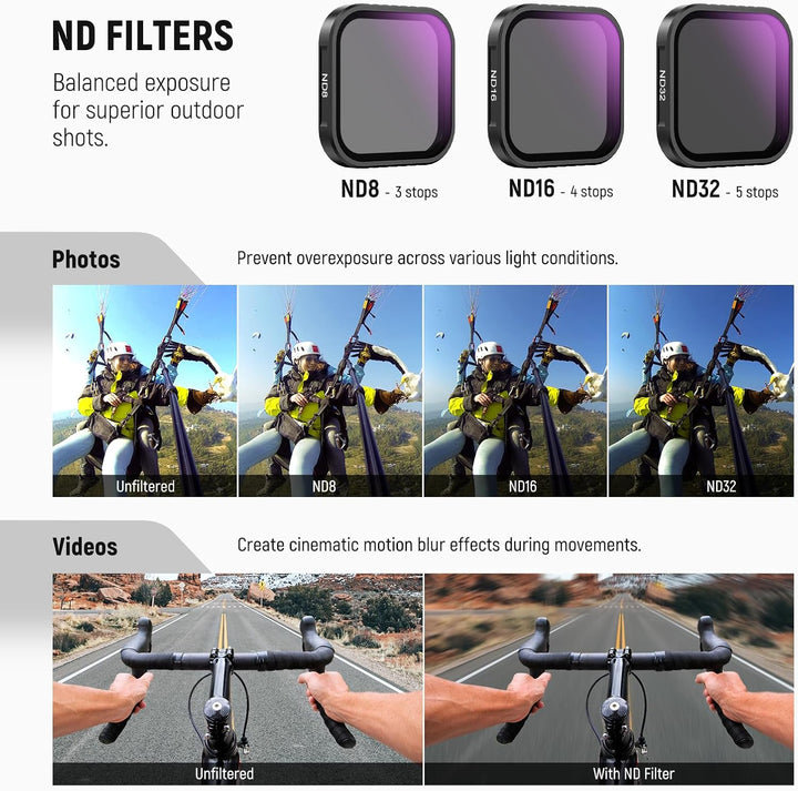 NEEWER 4er Pack ND Filter kompatibel mit Insta360 Ace Pro/Ace Pro 2, CPL + ND8 + ND16 + ND32, Nicht