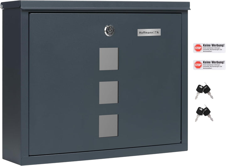 Zedelmaier Briefkasten XL Personalisiert mit Edelstahl Namensschild Anthrazit Wandbriefkasten Postka