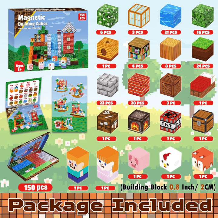 Goody King Magnetische Bausteine 150 Teile Magnetbausteine Set Bibliothek im Tal - Kreatives Bauspie