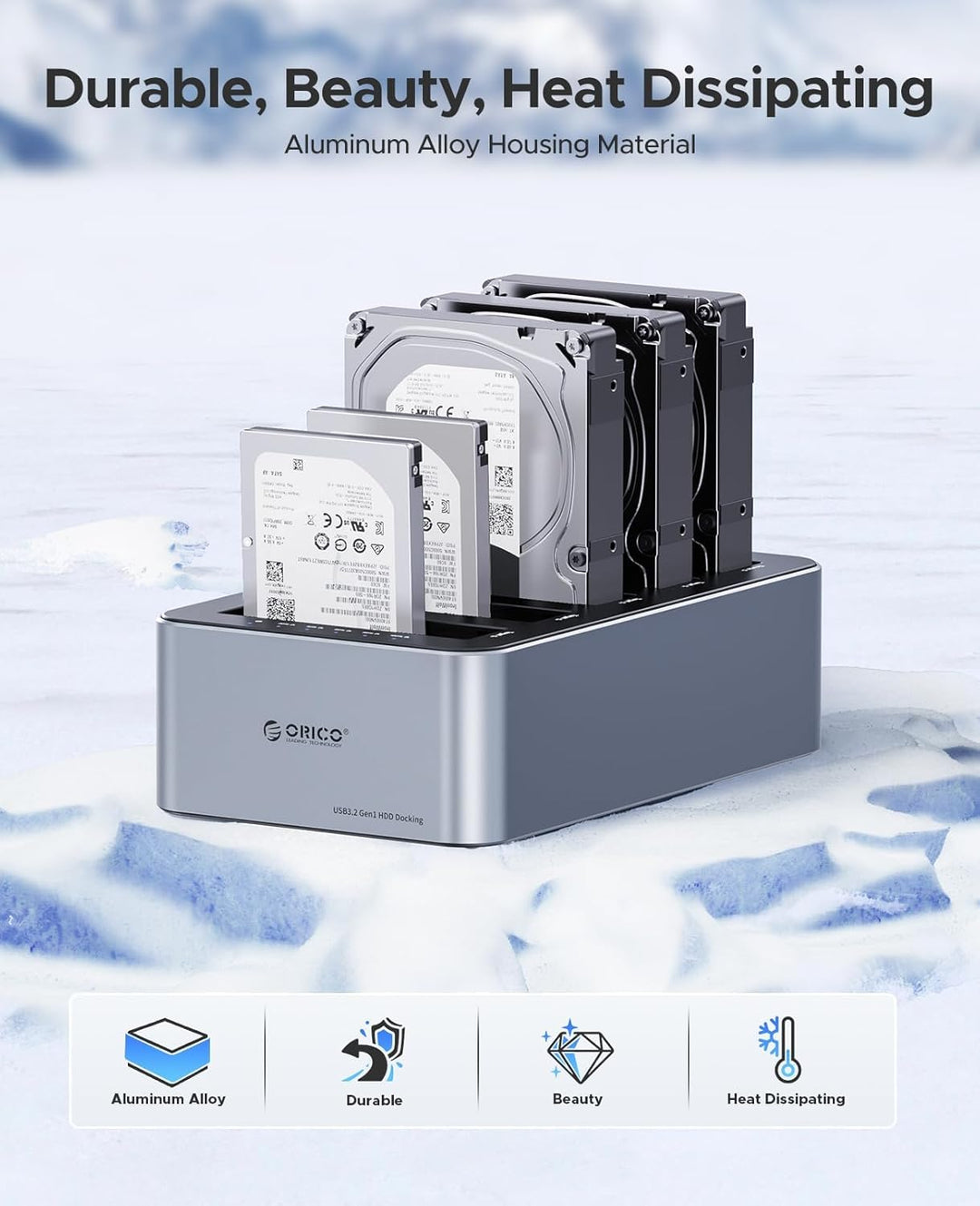 ORICO Aluminium Clone HDD Docking Station, 5 Bay Festplattengehäuse USB 3.2 Gen 1 für SATA 2,5/3,5 Z
