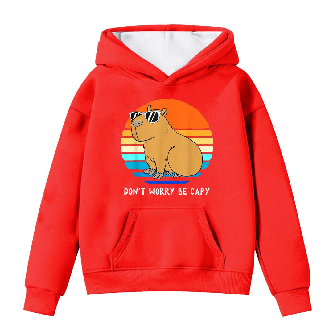 Kapuzenpullover für Mädchen mit Capybara Druck Langarm Hoodie mit Tasche Bequemer Winterstyle für Te
