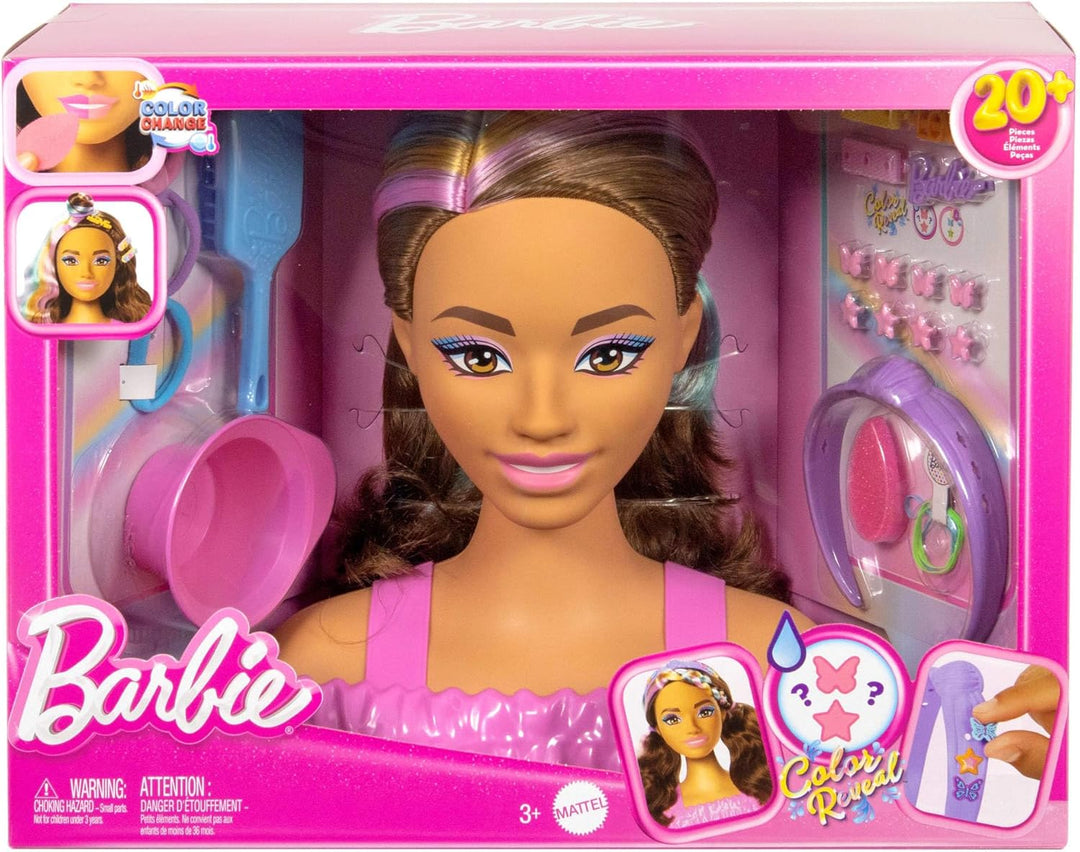 Barbie-Puppe Styling-Kopf, dunkelbraunes Haar mit mehr als 20 Styling-Zubehörteilen inklusive Stern,