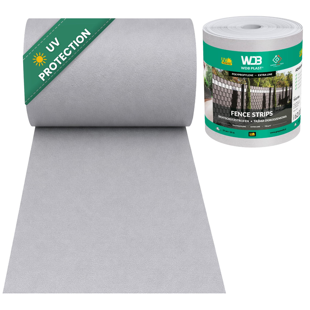 WDB - Sichtschutzstreifen für Doppelstabmatten - 19 cm x 26 m - Hart PP Windschutz – Lederoptik (Ora