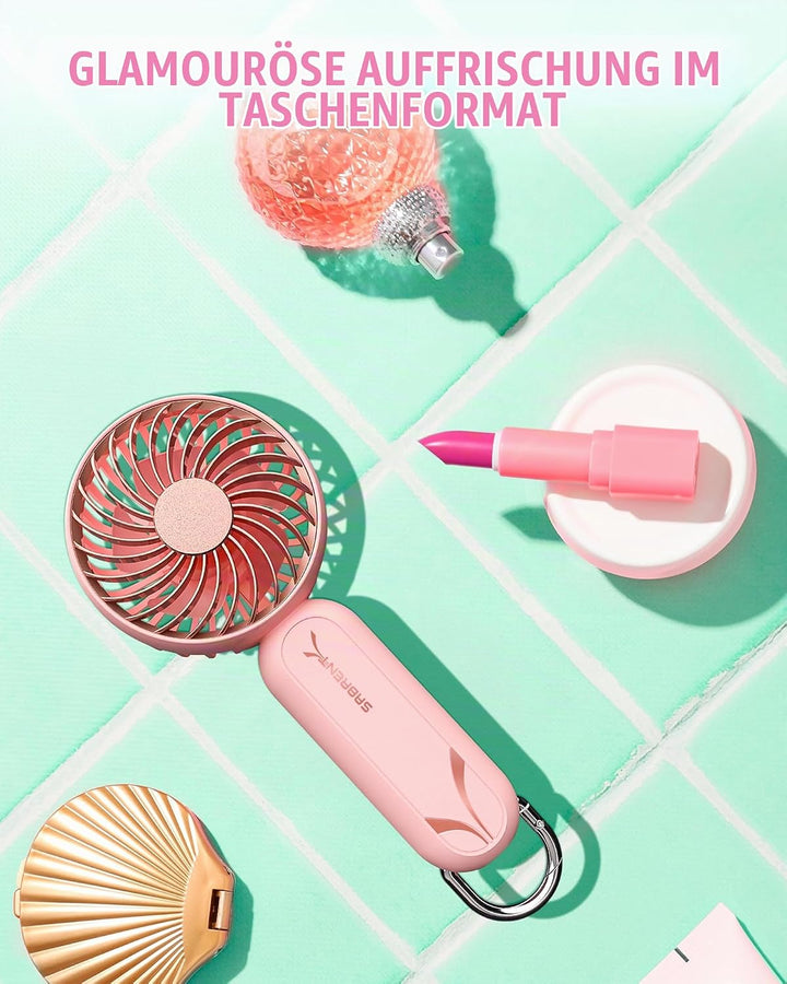 SABRENT Mini Ventilator Tragbar, Leiser USB-C Handventilator | 3 Geschwindigkeiten, bis 8h Laufzeit,