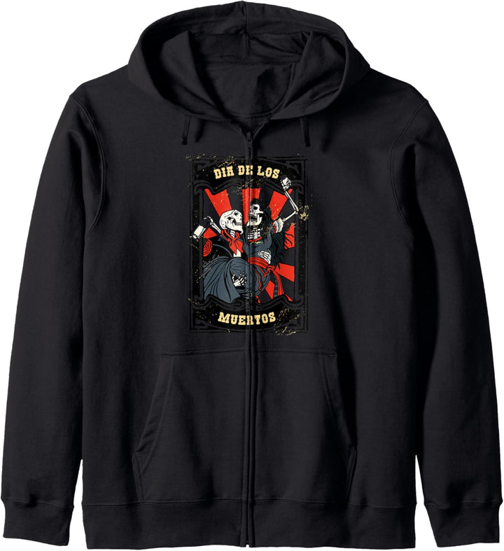 Dia De Los Muertos Skelett Paar tanzt Vintage Grafik Kapuzenjacke