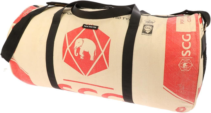 MoreThanHip Jumbo Weekender Elefant Rot - Grosse Reisetasche aus Recycelten Zementsäcke Weekendertas