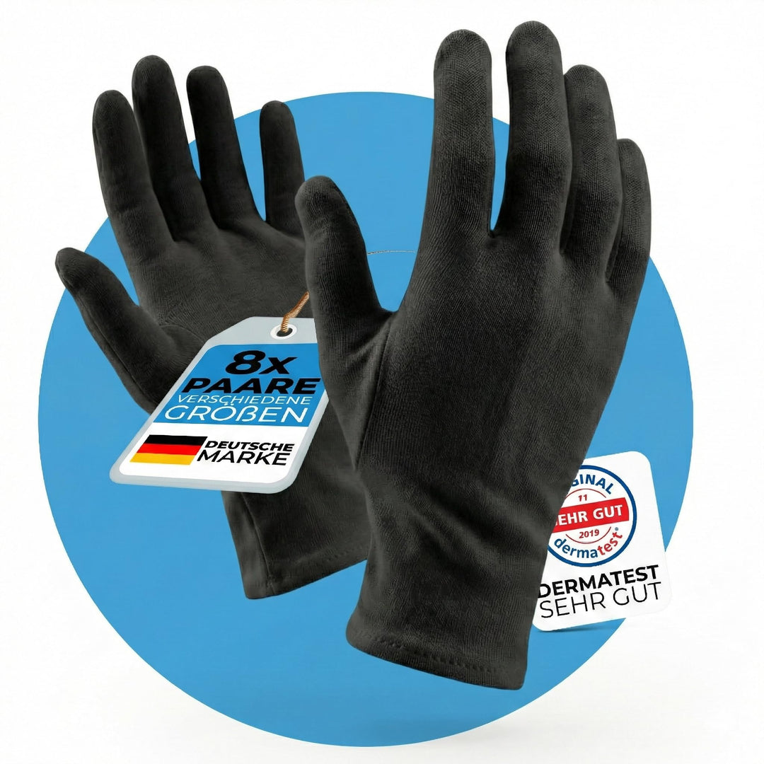Dermatest: Sehr Gut LAVAMED Baumwollhandschuhe Schwarz als Schutzhandschuh - Baumwoll Handschuhe aus