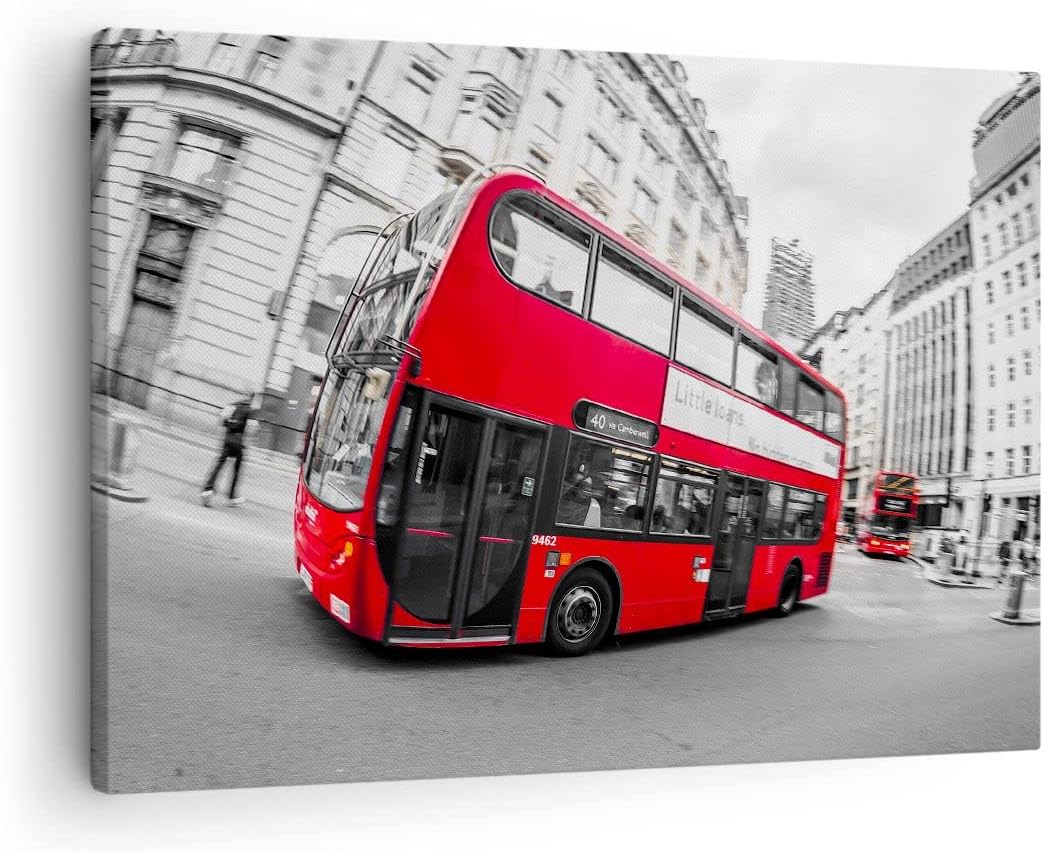 Bilder auf Leinwand Bus London Reise Tourismus Leinwandbild 70x50cm Wandbilder Dekoration Wohnzimmer