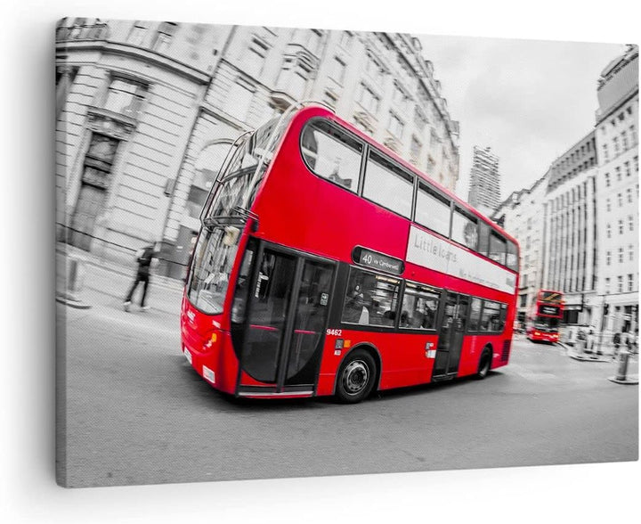 Bilder auf Leinwand Bus London Reise Tourismus Leinwandbild 70x50cm Wandbilder Dekoration Wohnzimmer