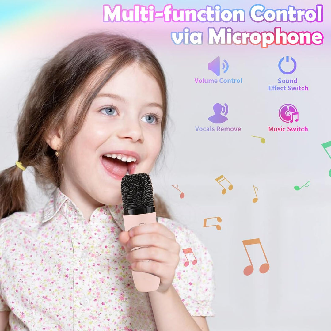 Giecy Karaoke Maschine mit 2 mikrofonen, Mini Bluetooth Karaoke Anlage mit mikrofon kinder, PA-Syste