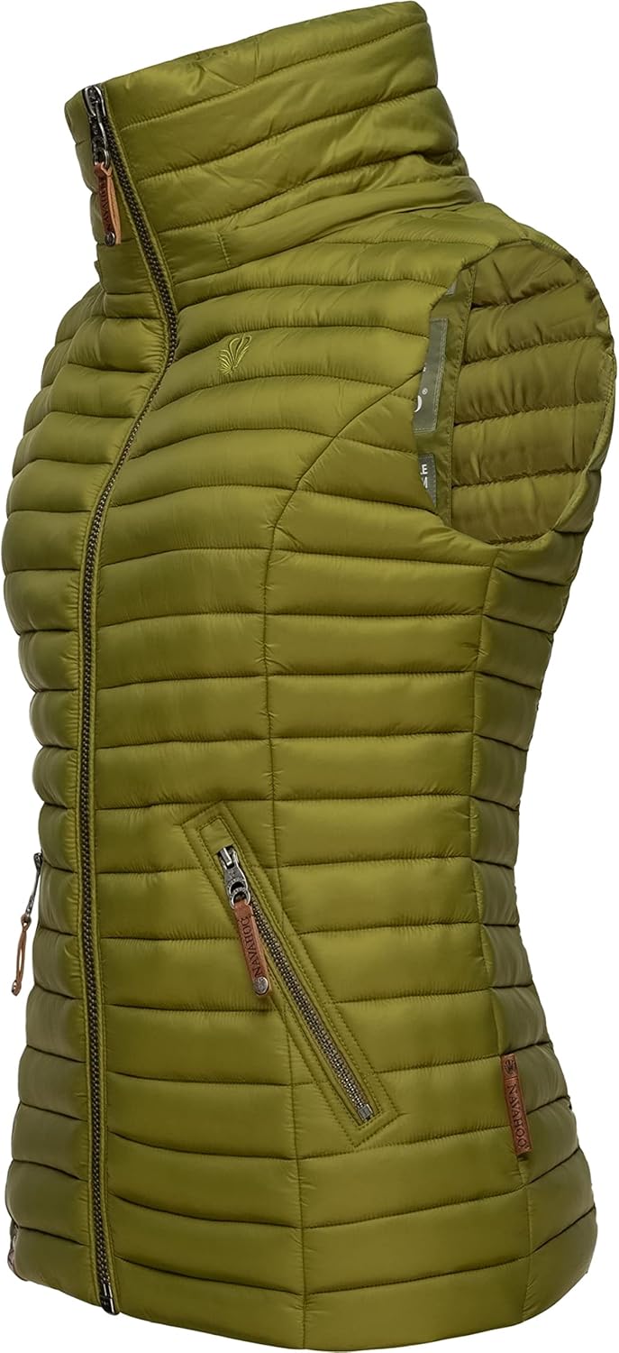 Navahoo Damen Übergangsjacke leichte Steppweste mit Abnehmbarer Kapuze Shadaa XS-3XL XS Moss Green,