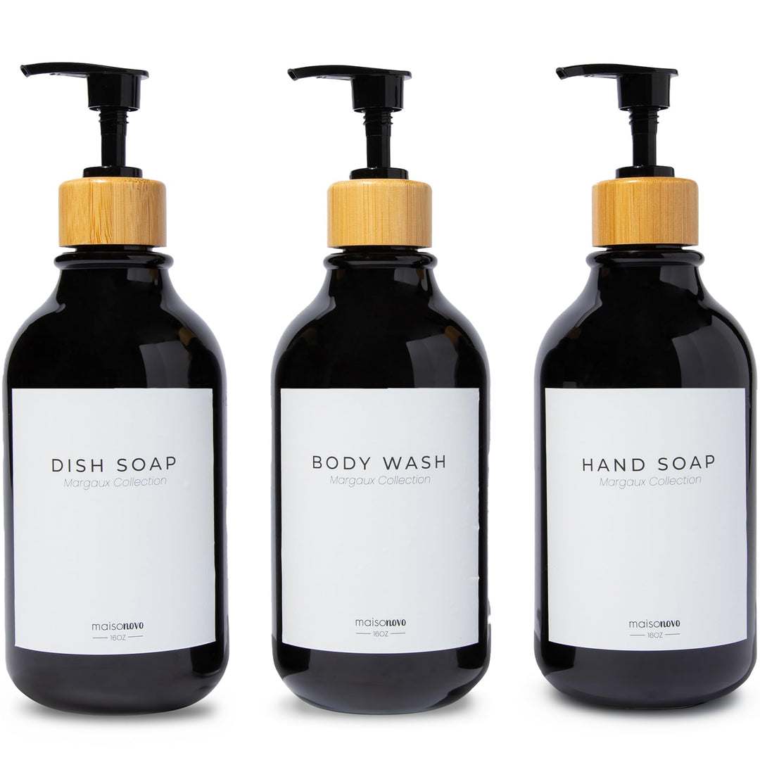 MaisoNovo Shampoo Spender Für Dusche 3er Set - Schwarz Duschgelspender Für Dusche Mit Pumpe Schwarz
