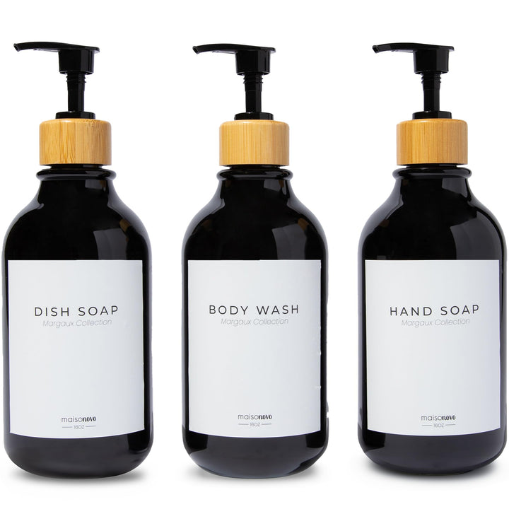 MaisoNovo Shampoo Spender Für Dusche 3er Set - Schwarz Duschgelspender Für Dusche Mit Pumpe Schwarz