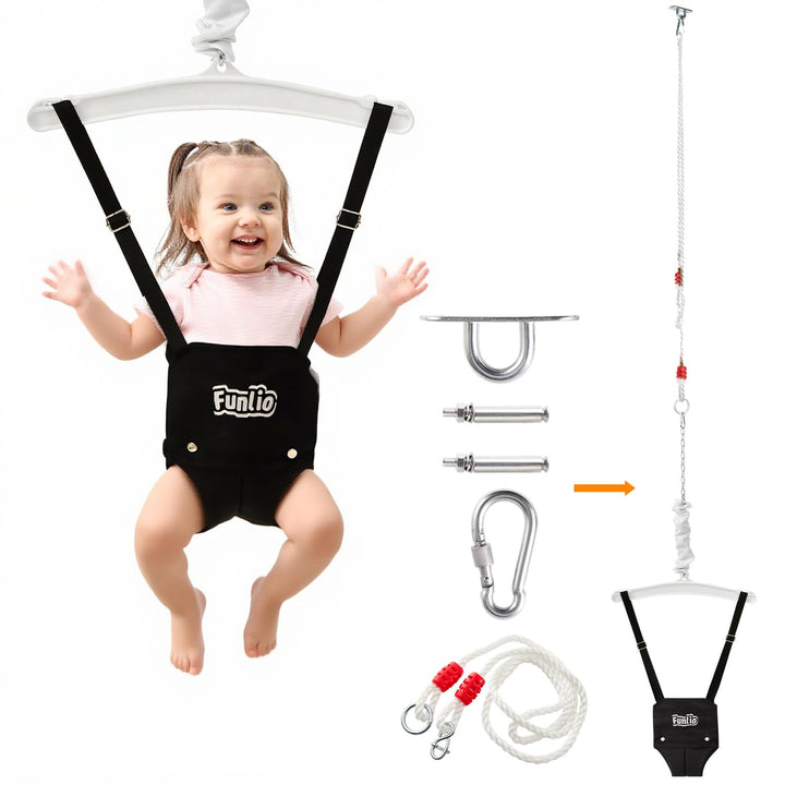 FUNLIO Baby Türhopser mit Deckenhaken für 6–24 Monate, Baby Hüpfschaukel für Drinnen und Draussen, K