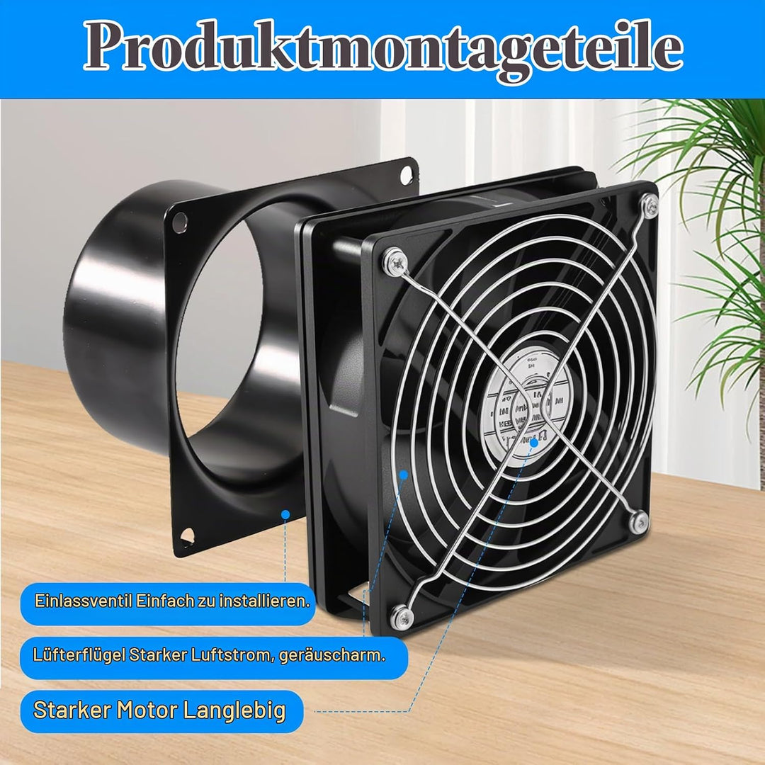 Joycabin 100mm Rohrventilator Abluftventilator Rohrlüfter mit Geschwindigkeitsregler, Rohrventilator