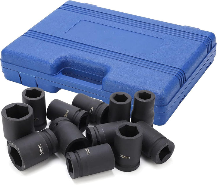 1'' Schlagschrauber Nüsse Set, 12-teilig Steckschlüsselsatz Impact Socket Set 24/26/27/29/30/32/33/3