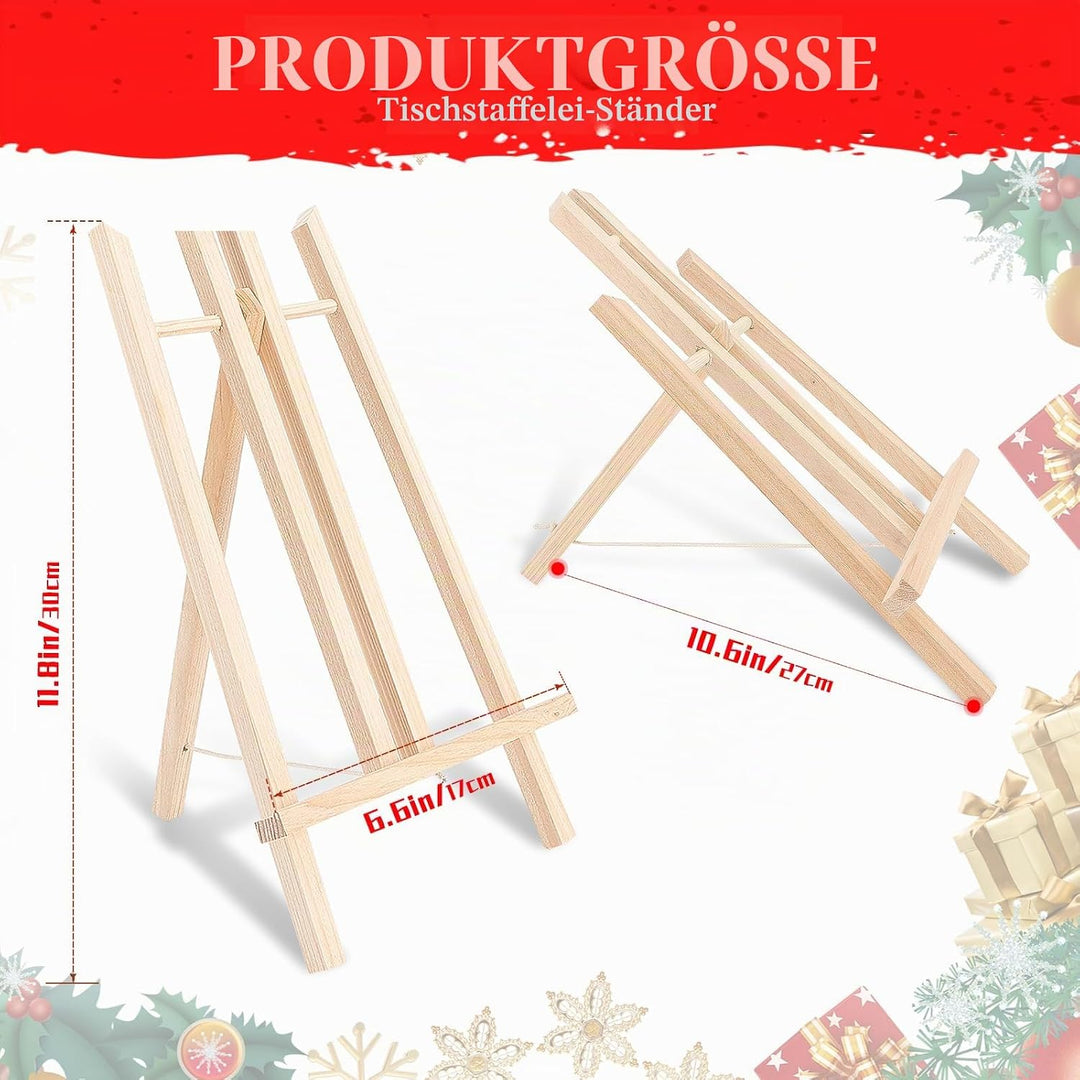12 Stück Staffeleien aus Holz, 30x17cm Holzstaffeleien Staffelei, Klein Tischstaffelei zum Malen und