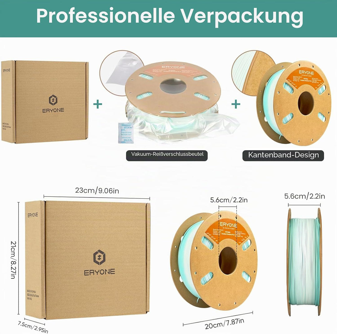 ERYONE Matte PLA 3D Drucker Filament 1.75mm, Matte Gradient Rainbow PLA, Massgenauigkeit +/- 0.03 mm