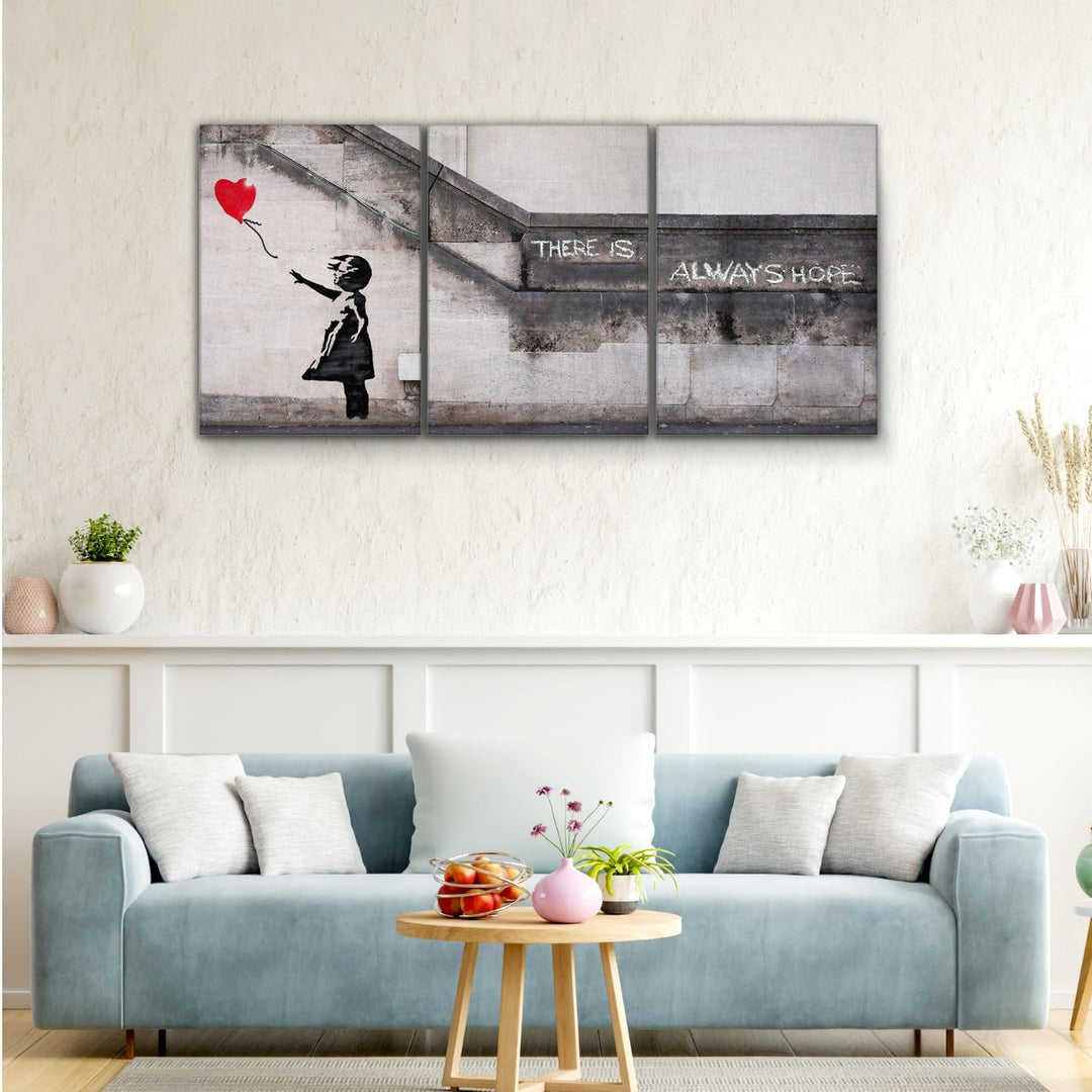 Giallobus - Grosse Gemälde im XXL-Format - Banksy - Street Art - Kleines Mädchen mit rotem Luftballo