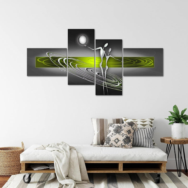 Runa Art Bild XXL 4 Teilig Abstrakt Figuren 200 x 100 cm Kunstdruck auf Vlies Leinwand Wanddeko Wohn