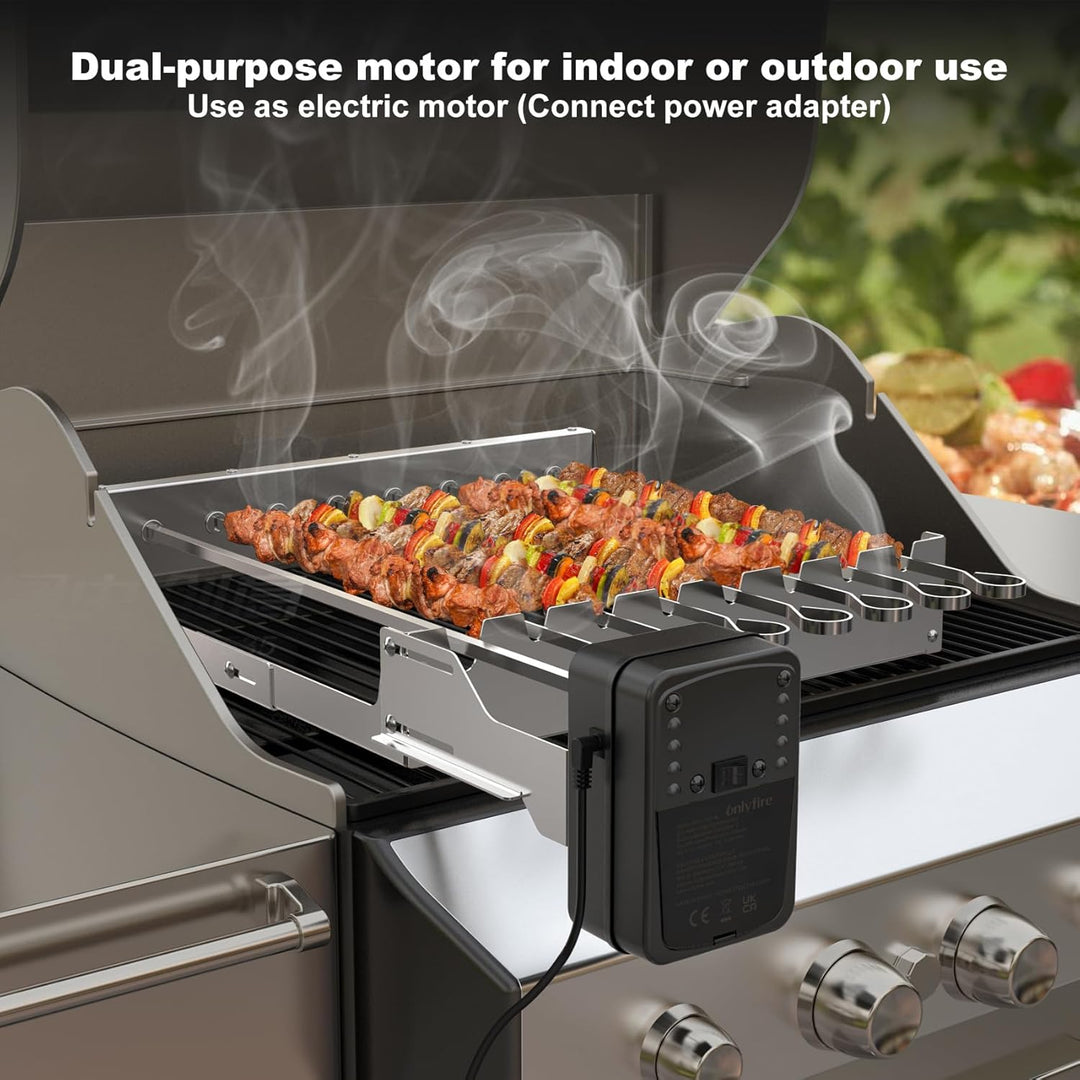 onlyfire Grillmotor für Grillspiess, Regelbar Drehmotor für Rotisserie, Schaschlik, Spiessbraten, Sp
