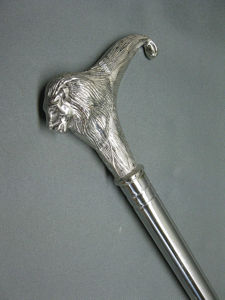 Edelstahl Gehstock Spazierstock Wanderstock 96 cm Löwe mit Metall Griff Steampunk Walking Stick