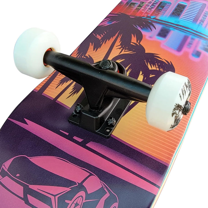Komplett Skateboard Beach-City - für Kinder und Jugendliche - 7-lagiges Ahornholz Deck - Medium Conc