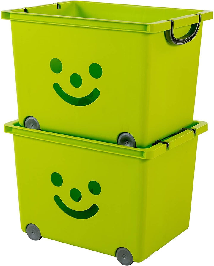 Iris Ohyama, Box, Behälter, Kinderspielzeug-Organizer, 2er-Set, 34 l, BPA-frei ? KCB-43 ? grün, stap