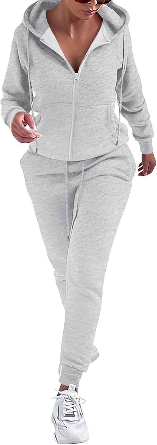 REORIA Damen Trainingsanzüge Warm Baumwolle Hausanzug Dicker Jogginganzug Set Langarmes Activewear W