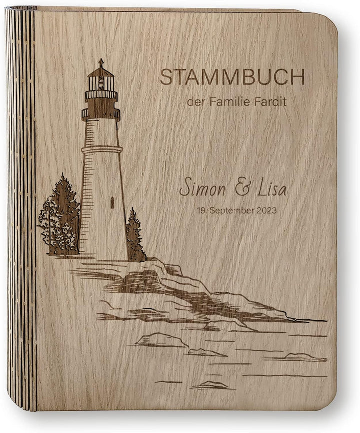 Stammbücher Holz Stammbuch der Familie personalisiert Far Holzbuch A5 oder A4 Familienstammbuch Hoch